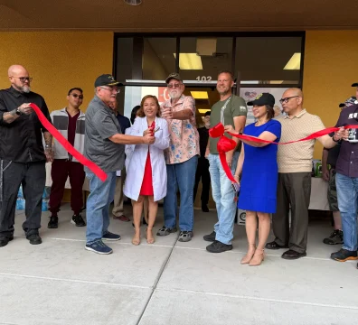 Ribbon cutting with Bill Ennis, Marichu Pizan, Steve Reynolds and Mayor Whipple